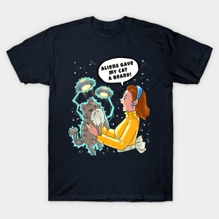 Aliens Gave My Cat a Beard | Space Cat T-Shirt